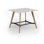 Unity poseur height worktable 1400w x 1200d with 4x solid oak legs, top in white UPR1412-WH