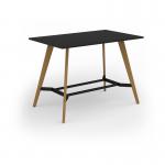 Unity poseur height worktable 1600w x 1000d with 4x solid oak legs, top in black UPR1610-BK