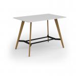 Unity poseur height worktable 1600w x 1000d with 4x solid oak legs, top in white UPR1610-WH