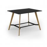 Unity poseur height worktable 1600w x 1200d with 4x solid oak legs, top in black UPR1612-BK
