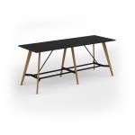 Unity poseur height worktable 2800w x 1000d with 4x solid oak legs, top in black UPR2810-BK