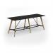 Unity poseur height worktable 2800w x 1000d with 4x solid oak legs, top in black UPR2810-BK