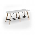Unity poseur height worktable 2800w x 1000d with 4x solid oak legs, top in white UPR2810-WH