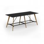 Unity poseur height worktable 2800w x 1200d with 4x solid oak legs, top in black UPR2812-BK