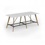 Unity poseur height worktable 2800w x 1200d with 4x solid oak legs, top in white UPR2812-WH