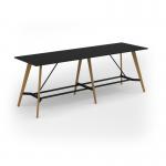 Unity poseur height worktable 3200w x 1000d with 4x solid oak legs, top in black UPR3210-BK