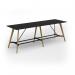 Unity poseur height worktable 3200w x 1000d with 4x solid oak legs, top in black UPR3210-BK