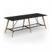 Unity poseur height worktable 3200w x 1200d with 4x solid oak legs, top in black UPR3212-BK