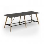 Unity poseur height worktable 3200w x 1200d with 4x solid oak legs, top in onyx grey UPR3212-OG