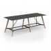 Unity poseur height worktable 3200w x 1200d with 4x solid oak legs, top in onyx grey UPR3212-OG
