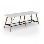 Unity poseur height worktable 3200w x 1200d with 4x solid oak legs, top in white UPR3212-WH