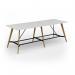 Unity poseur height worktable 3200w x 1200d with 4x solid oak legs, top in white UPR3212-WH