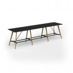 Unity poseur height worktable 4200w x 1000d with 4x solid oak legs, top in black UPR4210-BK