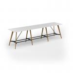 Unity poseur height worktable 4200w x 1000d with 4x solid oak legs, top in white UPR4210-WH