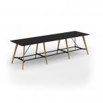 Unity poseur height worktable 4200w x 1200d with 4x solid oak legs, top in black UPR4212-BK