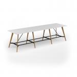 Unity poseur height worktable 4200w x 1200d with 4x solid oak legs, top in white UPR4212-WH