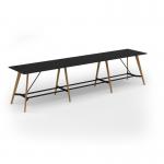 Unity poseur height worktable 4800w x 1000d with 4x solid oak legs, top in black UPR4810-BK