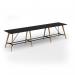 Unity poseur height worktable 4800w x 1000d with 4x solid oak legs, top in black UPR4810-BK