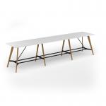 Unity poseur height worktable 4800w x 1000d with 4x solid oak legs, top in white UPR4810-WH