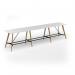 Unity poseur height worktable 4800w x 1000d with 4x solid oak legs, top in white UPR4810-WH