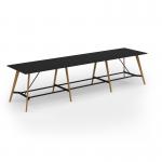 Unity poseur height worktable 4800w x 1200d with 4x solid oak legs, top in black UPR4812-BK