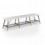 Unity poseur height worktable 4800w x 1200d with 4x solid oak legs, top in white UPR4812-WH