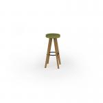 Unity tall upholstered stool 400 dia with solid oak legs UPS4
