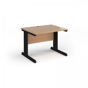 Vivo straight desk 1000mm x 800mm - black frame, beech top V10-K-B