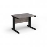Vivo straight desk 1000mm x 800mm - black frame, Grey Oak top V10-K-GO