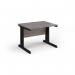 Vivo straight desk 1000mm x 800mm - black frame, Grey Oak top V10-K-GO
