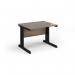 Vivo straight desk 1000mm x 800mm - black frame, Nebraska Oak top V10-K-NO