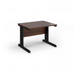 Vivo straight desk 1000mm x 800mm - black frame, walnut top V10-K-W