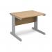 Vivo straight desk 1000mm x 800mm - silver frame, oak top V10O