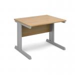 Vivo straight desk 1000mm x 800mm - silver frame and oak top