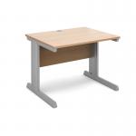 Vivo straight desk 1000mm x 800mm - silver frame, beech top V10-S-B
