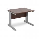 Vivo straight desk 1000mm x 800mm - silver frame, walnut top V10-S-W