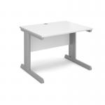 Vivo straight desk 1000mm x 800mm - silver frame, white top V10-S-WH