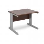 Vivo straight desk 1000mm x 800mm - silver frame and walnut top
