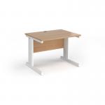 Vivo straight desk 1000mm x 800mm - white frame, beech top V10-WH-B