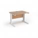 Vivo straight desk 1000mm x 800mm - white frame, beech top V10-WH-B