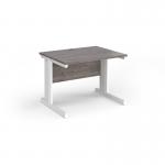 Vivo straight desk 1000mm x 800mm - white frame, Grey Oak top V10-WH-GO