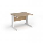 Vivo straight desk 1000mm x 800mm - white frame, Kendal Oak top V10-WH-KO