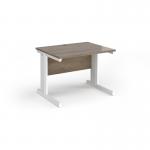 Vivo straight desk 1000mm x 800mm - white frame, Nebraska Oak top V10-WH-NO