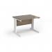 Vivo straight desk 1000mm x 800mm - white frame, Nebraska Oak top V10-WH-NO