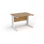 Vivo straight desk 1000mm x 800mm - white frame, oak top V10-WH-O