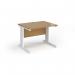 Vivo straight desk 1000mm x 800mm - white frame, oak top V10-WH-O