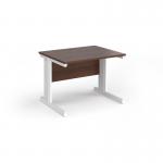 Vivo straight desk 1000mm x 800mm - white frame, walnut top V10-WH-W
