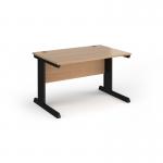 Vivo straight desk 1200mm x 800mm - black frame, beech top V12-K-B