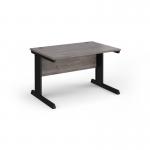 Vivo straight desk 1200mm x 800mm - black frame, Grey Oak top V12-K-GO
