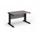Vivo straight desk 1200mm x 800mm - black frame, Grey Oak top V12-K-GO